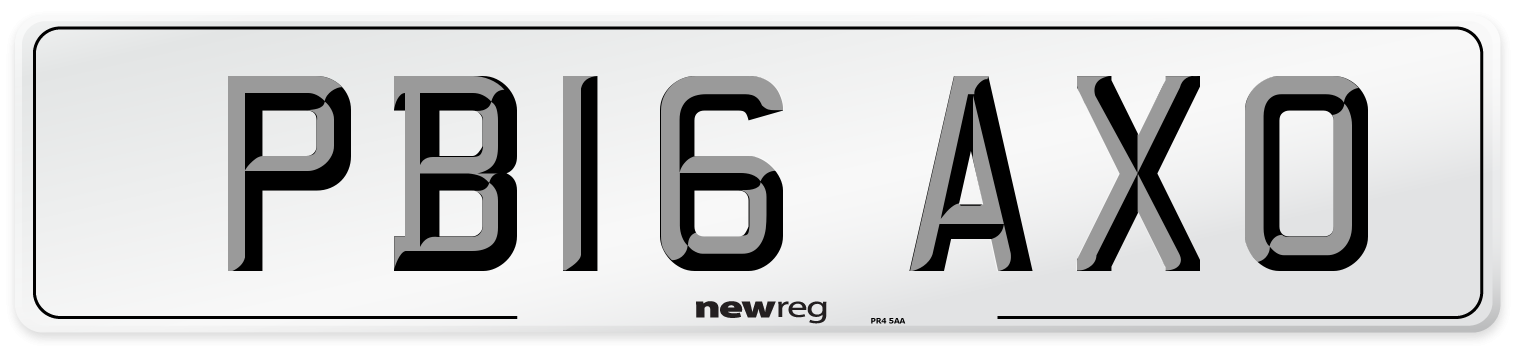 PB16 AXO Number Plate from New Reg
